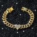 New Hip Hop Style Diamond Personalized Men's and Women's Peach Heart Chain Splicing Bracelet_ipsvogv.com