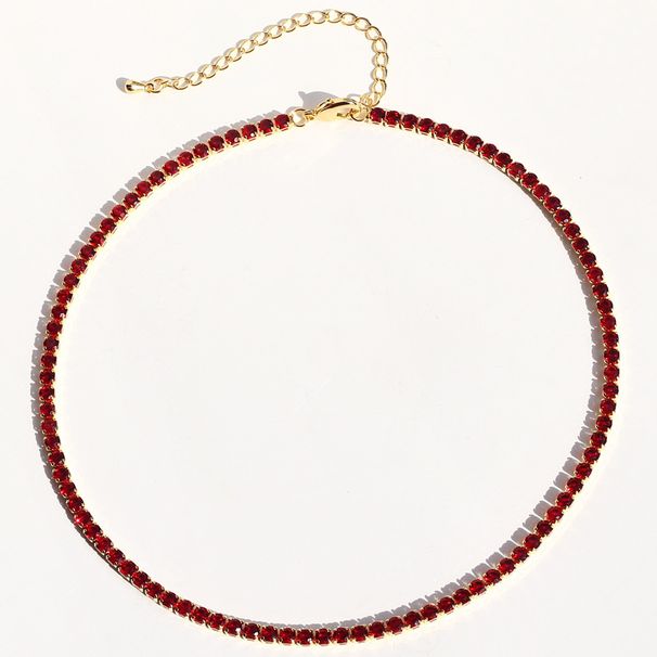 Hip Hop Colorful Row Necklace Tennis Zircon Chain Women Rainbow Full Diamond Choker Trendy Jewelry_ipsvogv.com