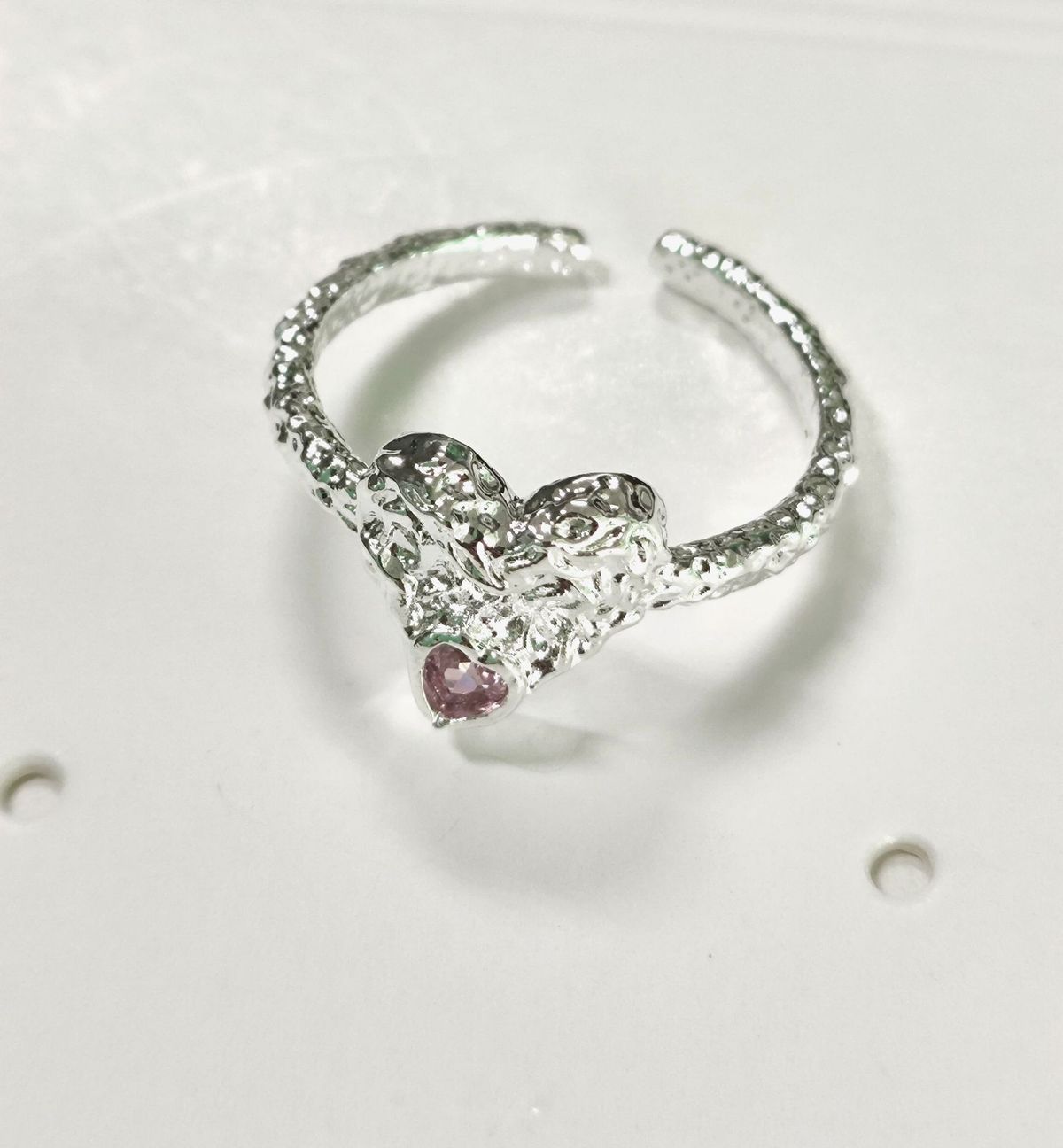 Simple Geometric Lava Irregular Ring For Women, Sweet Heart, Layered Temperament, Open Mouth Ring, Niche Fashion Jewelry_ipsvogv.com