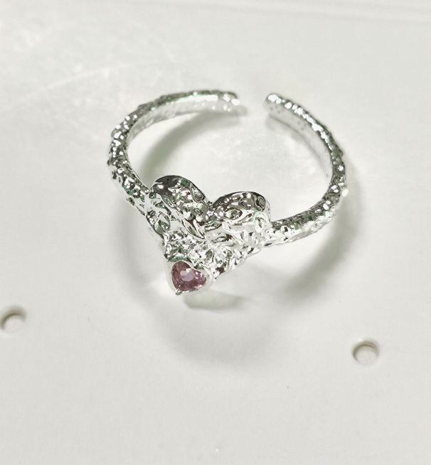 Simple Geometric Lava Irregular Ring For Women, Sweet Heart, Layered Temperament, Open Mouth Ring, Niche Fashion Jewelry_ipsvogv.com