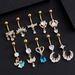Women's Jewelry Stainless Steel Zircon Belly Button Ring Fashionable Personality Oil Drop Micro Inlaid Belly Button Ring Belly Button Nail_ipsvogv.com