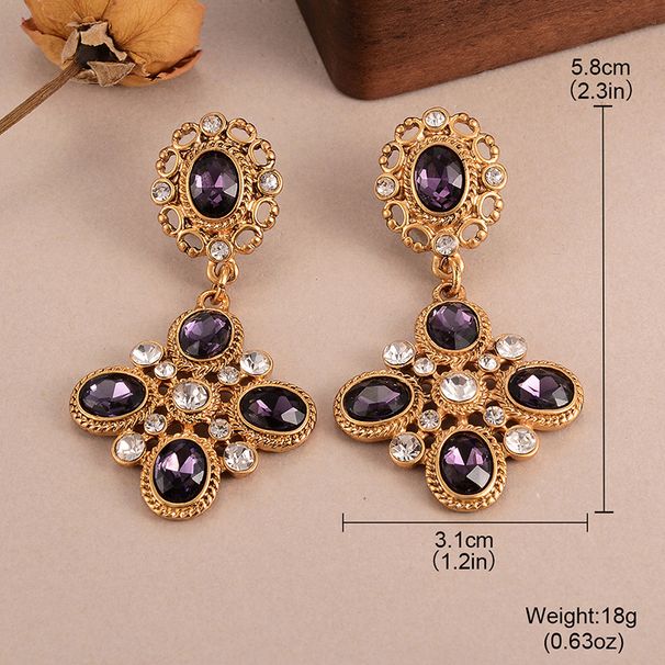 Vintage Earrings With Diamonds, Glass Tassel Earrings, Elegant French Court Style, High End_ipsvogv.com