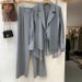 Women's Clothing High grade sun proof suit in summer chiffon splicing two piece jacket, high waist wide leg trousers, two piece suit_ipsvogv.com