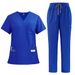 Women's new V-neck split medical overalls, pocket straight pants, men's and women's toiletries_ipsvogv.com