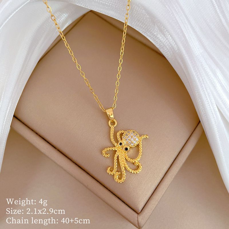 Tentacle 【 】 Octopus Zircon Light Luxury Charm Gorgeous Full Diamond Necklace Women's Versatile Clavicle Titanium Steel 【 】_ipsvogv.com