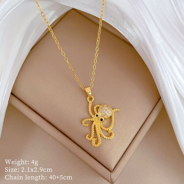 Tentacle 【 】 Octopus Zircon Light Luxury Charm Gorgeous Full Diamond Necklace Women's Versatile Clavicle Titanium Steel 【 】_ipsvogv.com