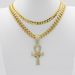 Fashion Men's Jewelry Personality Horus Eye Ankh Cross Pendant Necklace Double Layer Full Diamond Hip Hop Cuban Chain_ipsvogv.com