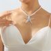 N11328 Personalized starfish pendant necklace earrings ZA metallic beach style niche fashion collarbone chain_ipsvogv.com