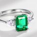 New S925 Silver Ring Women's Simple Princess Square Cultivated Emerald Fashion Gemstone Bracelet_ipsvogv.com