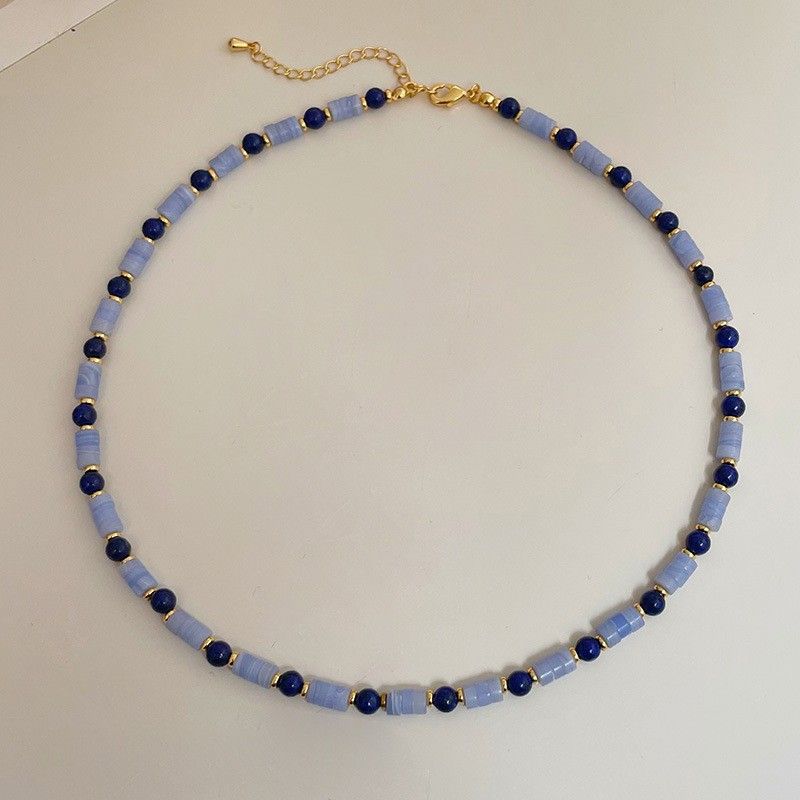 Fashionable, Light Luxury, Minimalist Lapis Lazuli Bead Necklace, Exquisite High-end In Spring And Summer, Natural Stone_ipsvogv.com
