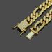 Three short one long Cuban gold chain with diamond inlay, hip-hop trendy men's domineering and necklace decoration_ipsvogv.com