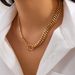 Hip Hop Ins Metal Snake Bone Chain Necklace Punk Style Round Bead Layered Necklace For Women_ipsvogv.com