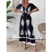 Women's V-neck bat sleeve waist jumpsuit_ipsvogv.com