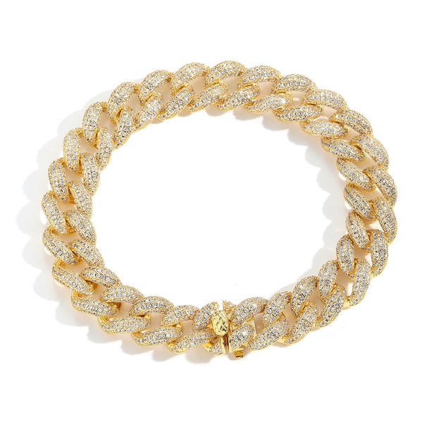 Unisex Hip Hop 12mm Bubble Chain Cuban Chain 4 Rows Of Zircon Rose Gold Men And Women Hip Hop Simple Trend Necklace_ipsvogv.com