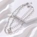 Jewelry Punk Double Layer Geometry Big Peach Heart Pendant Pearl Women's Instagram Style Versatile Necklace_ipsvogv.com