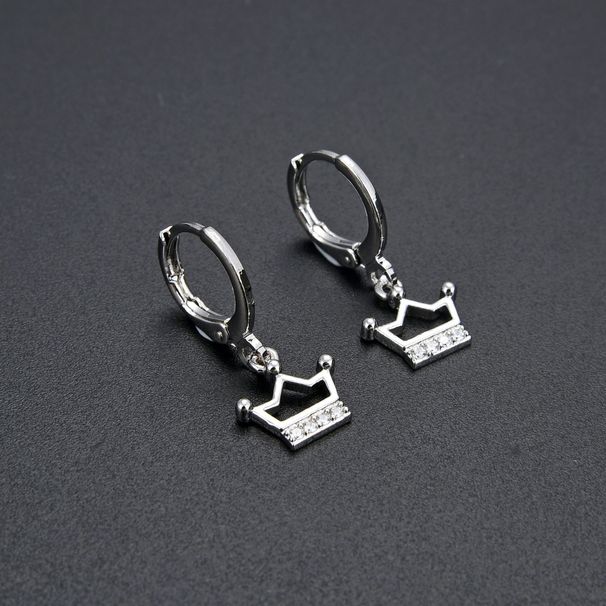Unisex Hollow Crown Earrings Inlaid With Diamond Zircon CZ Female Earrings Simple Light Luxury Female Earrings Gold And Silver_ipsvogv.com