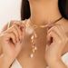 Temperament Rice Grain Pearl Tassel Women's Trendy Metal Flat Snake Chain Collar Necklace_ipsvogv.com