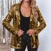 Women's Clothing new commuter style cardigan lapel long sleeved sequined casual suit_ipsvogv.com