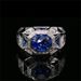 Blue Zircon Men's Ring, Light Luxury, Atmospheric Temperament, Fashionable And Versatile, High-end Sense, Niche Design,_ipsvogv.com