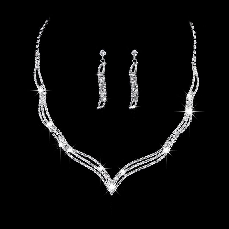 Bridal Jewelry Exquisite Fashion OL Claw Chain Rhinestone Fox Tail Necklace Earring Set 472_ipsvogv.com