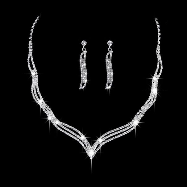 Bridal Jewelry Exquisite Fashion OL Claw Chain Rhinestone Fox Tail Necklace Earring Set 472_ipsvogv.com