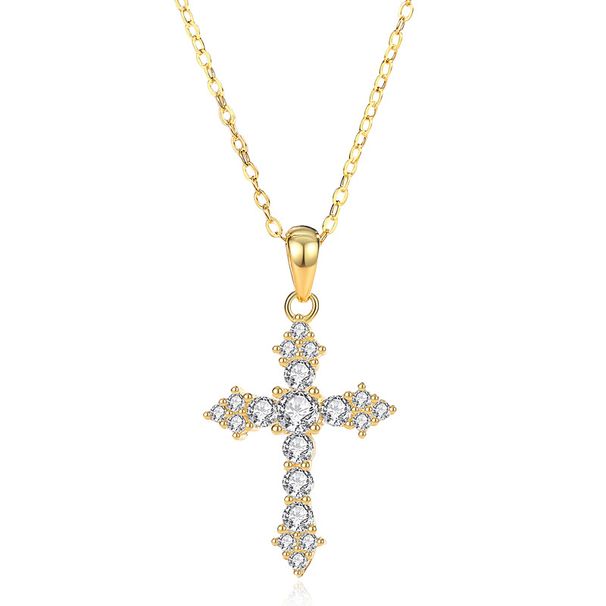 Cross Necklace, Pure Silver S Single Pendant, No Fading, Full Diamond Collarbone Chain, Layered For Men And Women,_ipsvogv.com