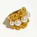 Exaggerated High-end Style Multi-layer Bead Stainless Steel With Feminine Temperament And Pearl Inlaid Ring For Women_ipsvogv.com