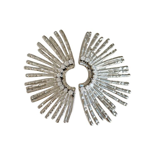 Unisex Real Gold Electroplated Titanium Steel Vintage Sun Rays Zircon Earrings_ipsvogv.com