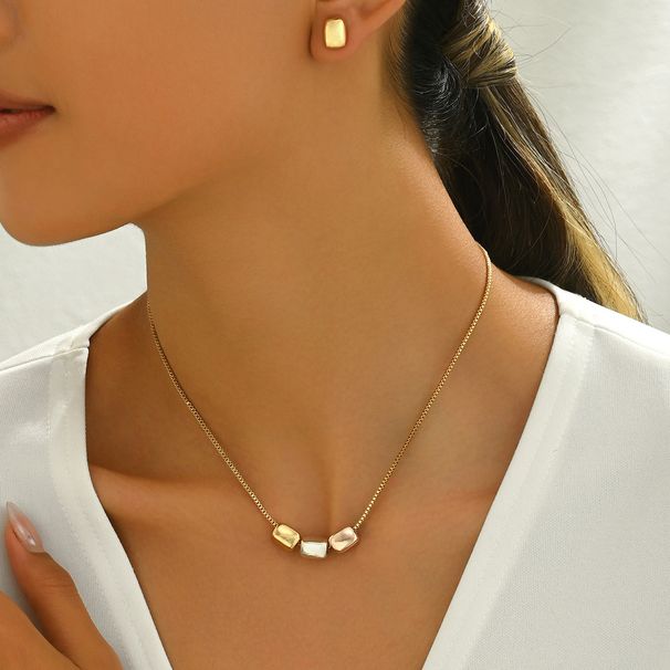 Geometric light luxury style necklace set, female personality, round niche electroplating design, earrings versatile set_ipsvogv.com