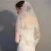 Hair Jewelry Bridal Lace Wedding For Brides 2-Tier Appliqued Short Waist Length Bride Veil With Comb Soft Tulle Veils_ipsvogv.com