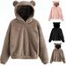 Women's Clothing autumn and winter new fluffy rabbit ears hooded warm sweater sweater_ipsvogv.com