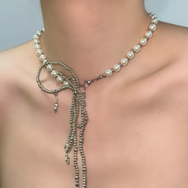 Xiaomi Bead String Bow Pearl Strap Sweet Cool Spicy Girl Choker Fashionable Collarbone Chain Necklace_ipsvogv.com