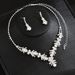 Trendy Jewelry Exquisite Crystal Rhinestone Necklace Earrings Dress Two-Piece Set_ipsvogv.com