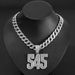 Hip Hop Overall Version Digital Cuban Chain Necklace Men's Fashion Rhinestone Number 545 Pendant Accessory_ipsvogv.com