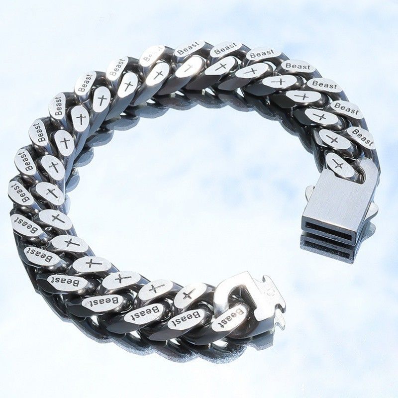 Titanium Steel Men's Ins Hip-Hop Trendy Minimalist Versatile Cuban Chain Bracelet_ipsvogv.com