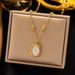 New Magic Mirror Rose Necklace Embossed Square Brand Round Bead Titanium Steel Gold Clavicle Chain For Women_ipsvogv.com
