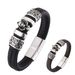 Punk Style Exquisite Peach Heart Skull Stainless Steel Charm Men's Leather Bracelet Straight_ipsvogv.com