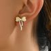 Simple Korean Style Korean Style Small Fresh Earrings Forest Bow Niche Design Earrings Versatile Pastoral Style Earrings_ipsvogv.com