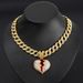 Trendy Ins Full Diamond Pink Broken Heart Painting Oil Pendant Fashion Love Necklace Jewelry Unisex_ipsvogv.com