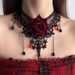 Dark Gothic Halloween Lace Rose Necklace Niche Design Tassel Choker Sweet Cool Fashion Accessory_ipsvogv.com