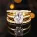 Cao Shi's Four Claw Inlaid Ring, Three Sets Of Light Luxury Design Jewelry, Elliptical Zircon Ring For Women_ipsvogv.com