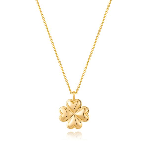 Fashion Lucky Four Leaf Clover Necklace Neck Link K Gold Niche Design Ladies High End Sense Stacking Clavicle Chain_ipsvogv.com