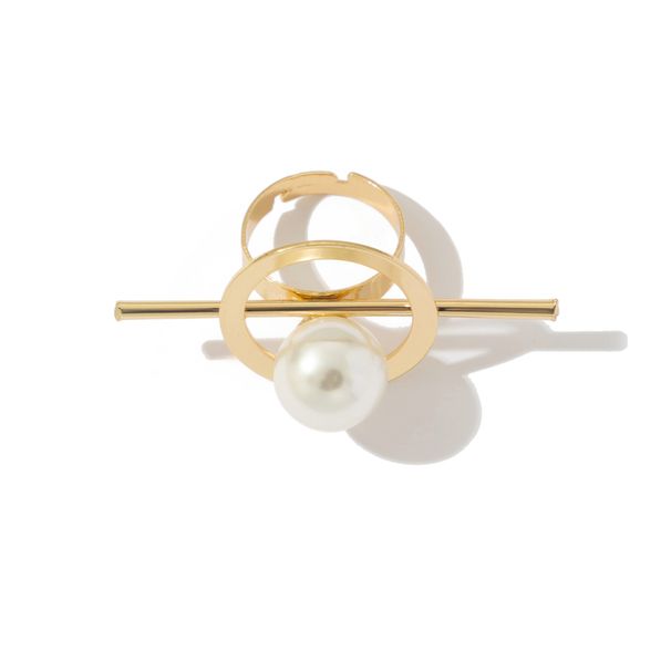 Geometric Modeling Pearl Flower Ring Women's 2025 Spring Fashion Personality Niche Creative Stage Matching Jewelry_ipsvogv.com