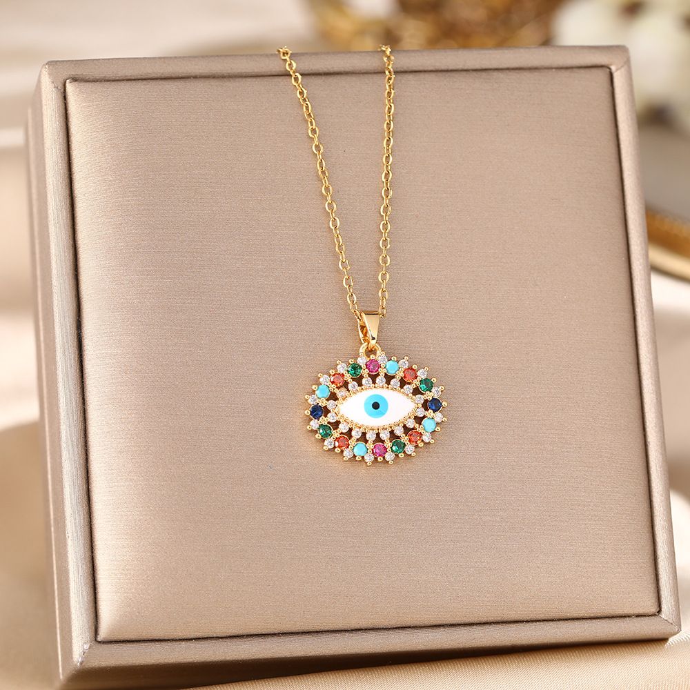 Devil's Necklace Women's Zircon Drip Oil Copper Gold Plated Bohemian Evil Eye Jewelry_ipsvogv.com