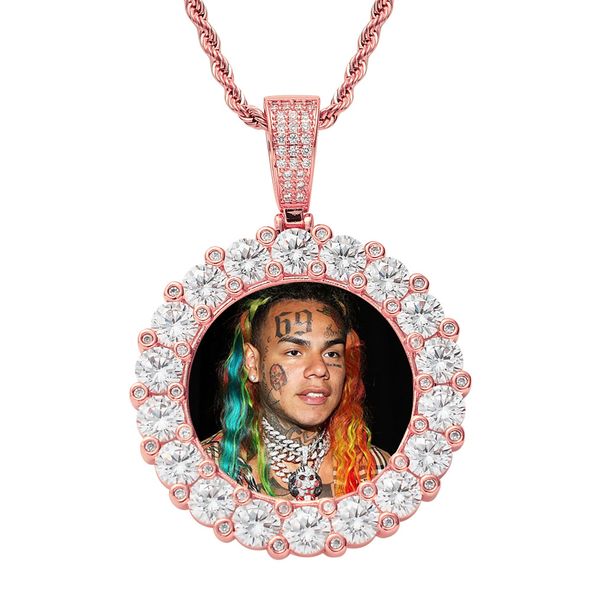 Pendants & Charms Hip Hop Photo Frame Pendant DIY Private Couple Photo Memorial Round Large Zircon Solid Hip Hop Necklace_ipsvogv.com