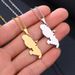 Simple stainless steel French Martinique map necklace geometric titanium steel pendant necklace jewelry_ipsvogv.com