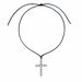 Spot INS Titanium Steel Cross Inlaid Zircon Gold And Silver Leather Rope Necklace_ipsvogv.com