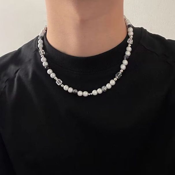 Niche Design Reflective Pearl Cross Pendant Collarbone Chain Men's Light Luxury High-end Sense European And American Hip-hop Style Sweater Chain_ipsvogv.com