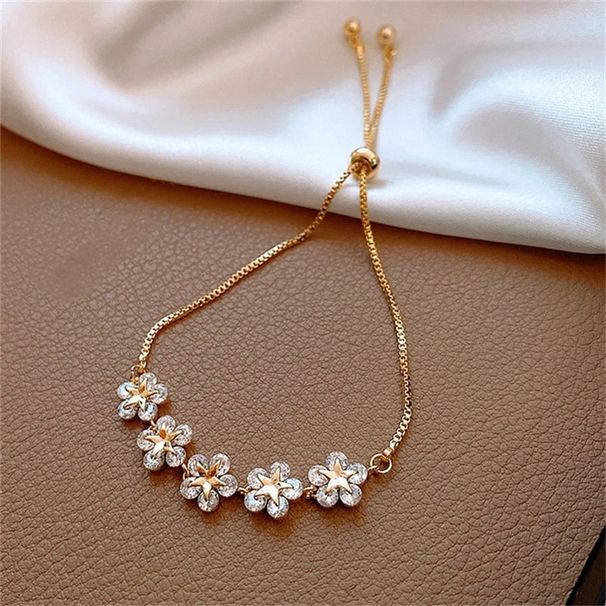 Zircon Flower Bracelet For Women, Internet Celebrity Bangle, Korean Style Personality Bracelet, Simple Niche_ipsvogv.com