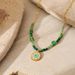 Turquoise Stone Beaded Necklace - Gold Plated Stainless Steel Clavicle Chain_ipsvogv.com